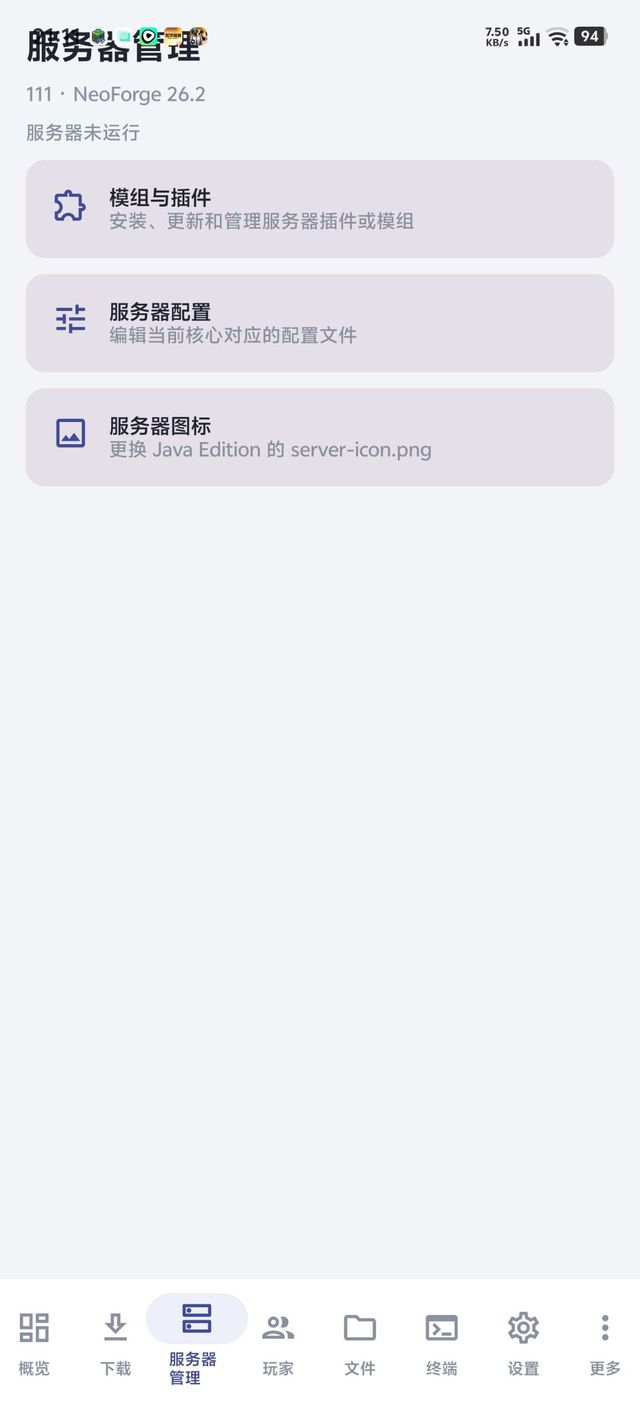 Server manager: mods and plugins, config files, server icon